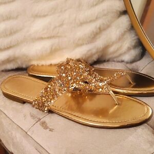 Gold And Silver Embellished Women's Sandals